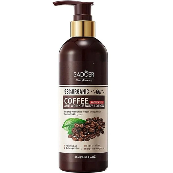 لوسیون بدن ضد چروک سادور قهوه اصل مناسب انواع پوست 260 گرم | SADOR Coffee Anti Wrinkle Body Lotion Smooth Skin 260g